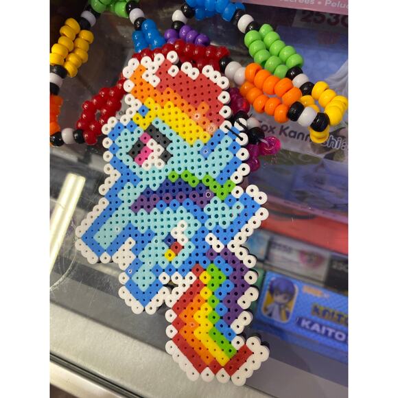 My Little Pony Rainbow Dash Double Sided Kandi Perler Necklace - Picture 3 of 7